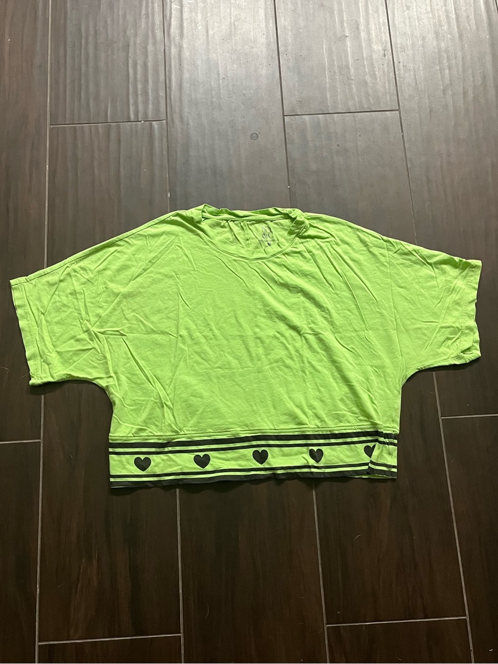 New York & Company Lime Green Logo Tee with Heart Detail